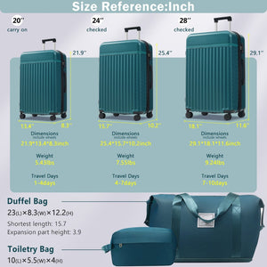 English Elm Luggage Set 5 Piece Abs Hardside Expandable Spinner Wheels Tsa Lock Travel Bags Dark Green N732P326115F