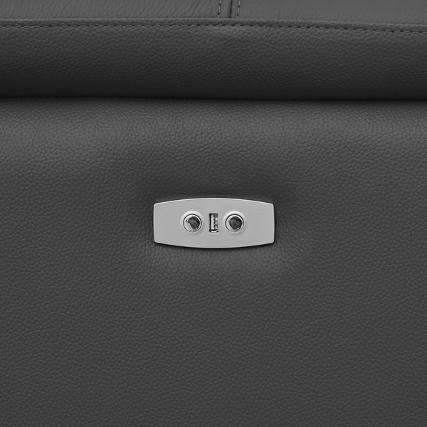 English Elm 4 Seats Modern Wall-Hugger Reclining Sofa – Genuine Leather L-Shaped Couch With Usb & Comfort Features W2582S00178