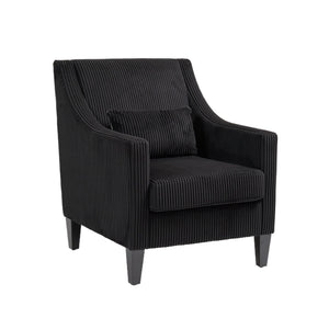 English Elm COOLMORE Modern Accent Chair with Corduroy Upholstery, Solid Wood Frame, Supportive Dual Pillows for Cozy Living Spaces Black W395P195364