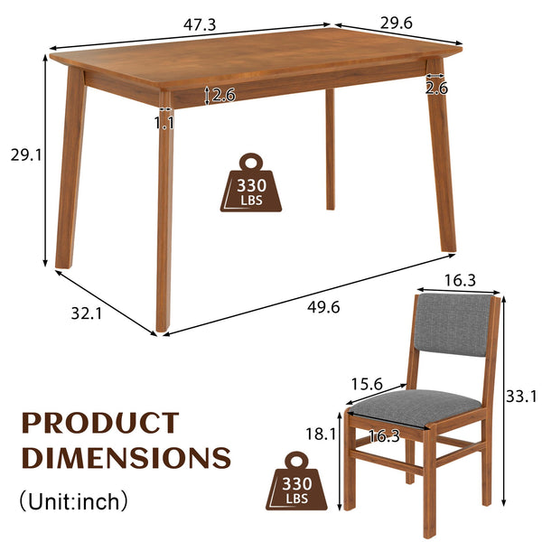 English Elm 5-Piece Counter Height Dining Set with Faux Marble Top and Upholstered Seats, Mid-Century Pub Charm Brown+Gray N752S000017D
