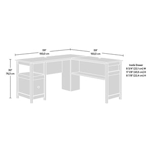 English Elm L-Shaped Desk In Sleek Black Finish - Space-Saving Design With Storage & Cable Management Features B356P402735