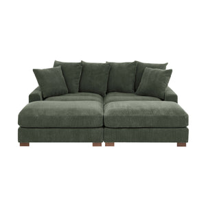English Elm Sage Modular 86" Corduroy Sofa in Antique Green with Solid Wood Legs, Foam-Wrapped Seats & Headrests B343S00041