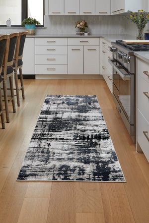 Feizy Rugs Micah Modern Abstract Area Rug - Durable Machine-made Soft Polyester For High Traffic Spaces Black,White,Gray Polyester,Polypropylene 6943339fblk000i71