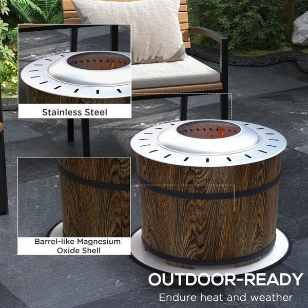 English Elm Outsunny Barrel Wood Burning Fire Pit Low Smoke Secondary Combustion Backyard Patio Portable Brown W2225P174288