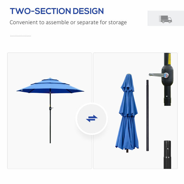 English Elm Outsunny 9Ft Elegant Patio Umbrella With Crank & Tilt - Durable Outdoor Market Shade For Decks & Lawns W2225P200444-GIGA