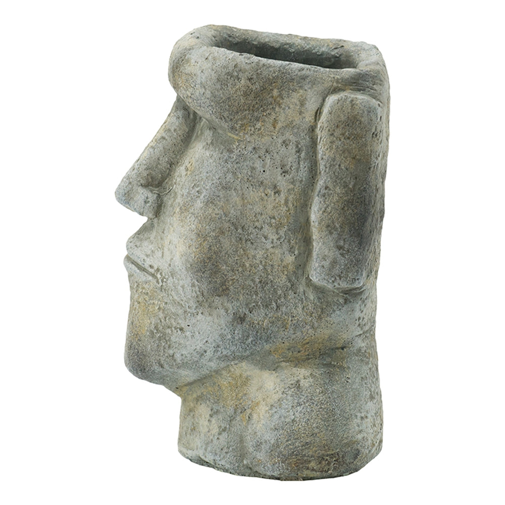 English Elm 5x5.5x9" Easter Island Cement Planter – Gray Moai Statue Pot for Indoor Plants, Durable Stone-Look Decor W2078P322851