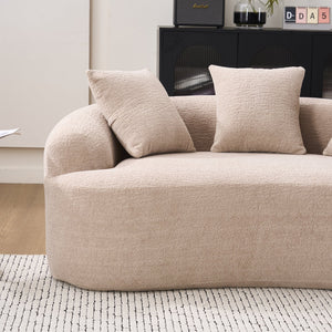 English Elm LY-025S Curved Loveseat Sofa Compact 65" chenille upholstery, 30D foam with spring core, 300lb capacity, 3 pillows, apartment-friendly Apricot Cream W2231P292607