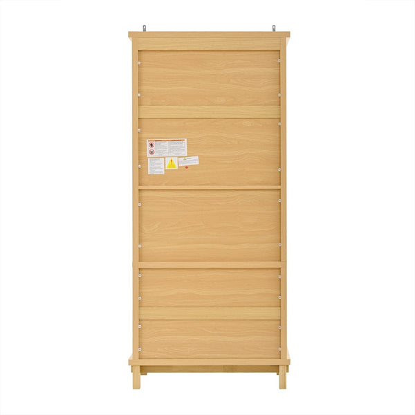 English Elm 70" Tall Pantry Cabinet Rubberwood Legs Three Drawers Six Door Shelves Kitchen Storage Natural N762P326960N