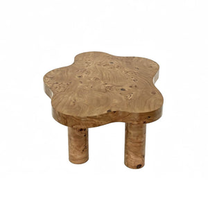English Elm 40-inch Cloud Shaped Coffee Table Sculptural Mdf Top with Tapered Legs for Living Rooms Natural Wood W3935S00005