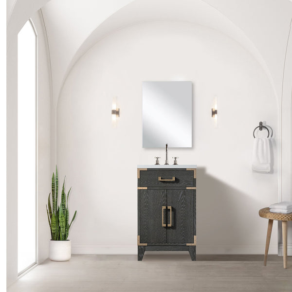 English Elm Black Oak Single Bath Vanity With Acrylic Top - Stylish 20" W Storage Solution For Small Spaces B2731P260888