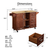 English Elm Mobile Kitchen Island Cart With 3 Drawers