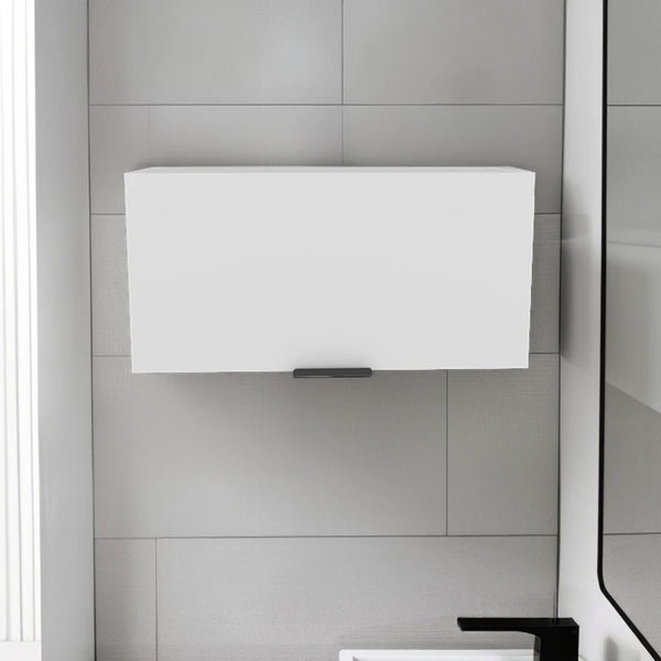 English Elm Elsah Compact Pull-Up Door Wall Cabinet in White — Space-Saving Engineered Wood Storage for Kitchen Bath Garage B070P368058