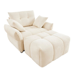 English Elm Ergonomic Chenille Lounge Chair with Ottoman Tufted Arms Modern Living Room Seat W714S01649