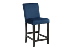 English Elm 5Pc Counter Height Dining Set - Glamorous Faux Marble Table & Blue Velvet Tufted Chairs For Modern Spaces B011P243219