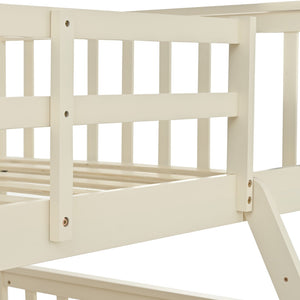 English Elm Twin Over Full Bunk Bed With Storage Drawers – Stylish Cream Wooden Design, Safety Features Included K495S00002-GIGA