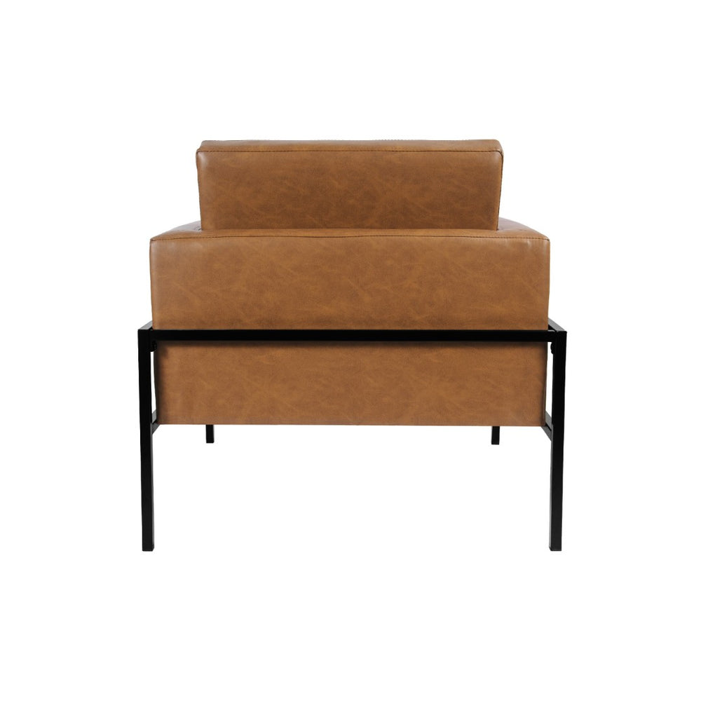 English Elm Fiam Contemporary Faux Leather Accent Armchair with Sleek Matte Black Metal Legs B056P416976