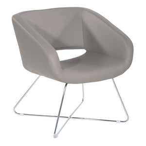 OSP Home Furnishings Faux Leather Accent Chair with Chrome Base for Modern Office or Living Room Grey LRL-R103