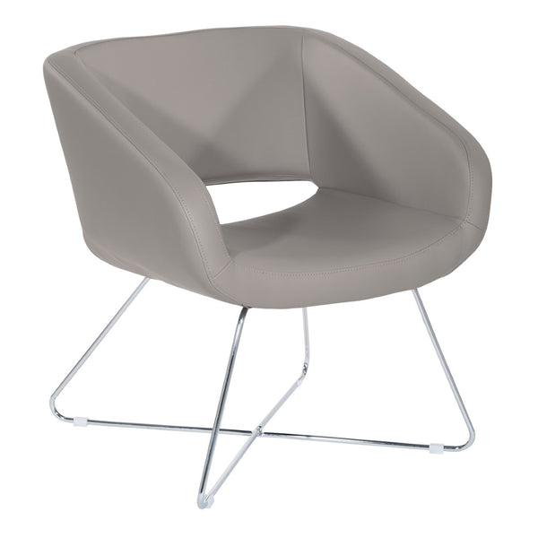 OSP Home Furnishings Faux Leather Accent Chair with Chrome Base for Modern Office or Living Room Grey LRL-R103