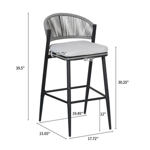 English Elm Christopher Knight Home® - Outdoor 30.25" Barstool Set Of 2 - Stylish Metal Frame & Pe Rattan Backrest For Patio Comfort N772P245120B