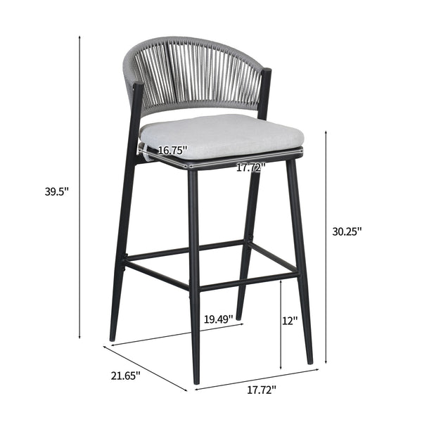 English Elm Christopher Knight Home® - Outdoor 30.25" Barstool Set Of 2 - Stylish Metal Frame & Pe Rattan Backrest For Patio Comfort N772P245120B