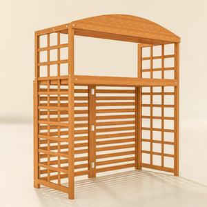 English Elm Outsunny Fir Wood Ac Enclosure Outdoor Privacy Screen with Plant Shelves Patio W2225P485608