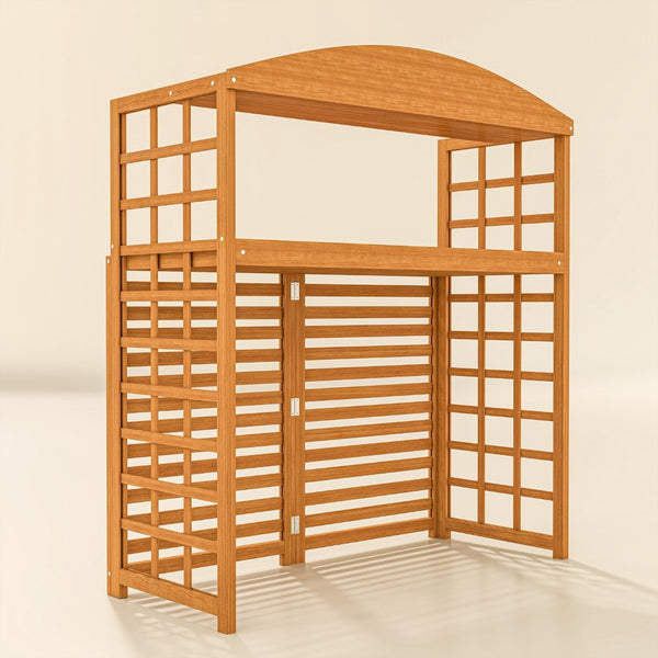 English Elm Outsunny Fir Wood Ac Enclosure Outdoor Privacy Screen with Plant Shelves Patio W2225P485608