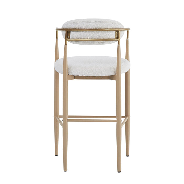 English Elm Christopher Knight Home® - Barstools Set Of 2 - Chic Beige Upholstered Bar Stools With Back, Natural Wood & Iron Legs, 260Lbs Capacity N779P248198N