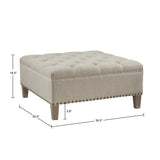 Madison Park Lindsey Traditional Tufted Square Cocktail Ottoman MP101-0984 Taupe