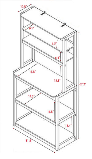 English Elm 31.5" 5-Tier Bakers Rack White+Black – Sturdy Particle Board Kitchen Shelves, Coffee Bar, Storage W1412P230432