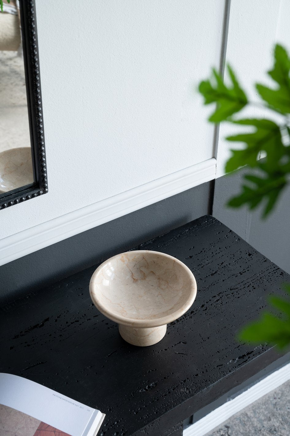 English Elm 7x7x4" Marble Pedestal Fruit Bowl Cream — Organic Modern Decorative Centerpiece, Smooth Premium Stone Finish W2078P358643