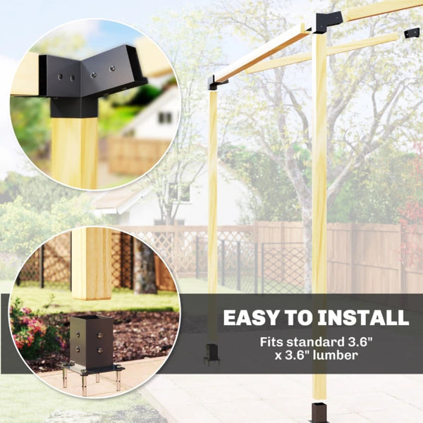 English Elm Slanted Pergola Steel Bracket Kit with 15 Degree Slope for Outdoor Wall Mounting T3971P502075