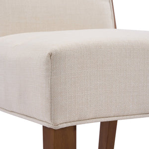 English Elm Upholstered Armless Dining Chairs Rubberwood Frame Minimalist Set of 2 for Compact Spaces Beige,Walnut N768P391163W