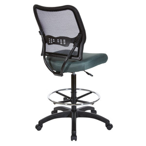 OSP Home Furnishings Deluxe Ergonomic Drafting Chair with Breathable Mesh Back and Pneumatic Height Adjustment Grey 13-37N20D-2M
