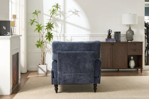 English Elm Modern Chaise Lounge with Plush High-Resilience Cushion and Solid Wood Frame for Durable Comfort Blue W2120P296387