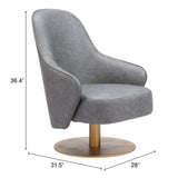 Withby Accent Chair Gray 110107 Zuo Modern