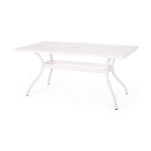 English Elm Monterey Cast Aluminum 7 Piece Outdoor Dining Set with Ornate Lattice Floral Detail N776P381164W-6_57704.00WHI