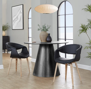 English Elm Upholstered Faux Leather Dining Chairs with Bentwood Legs Modern Set of 2 B202S02088
