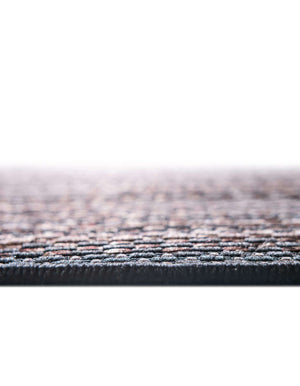 Unique Loom Outdoor Border Checkered Machine Made Border Rug Brown, Brown/Black 6' 0" x 6' 0"