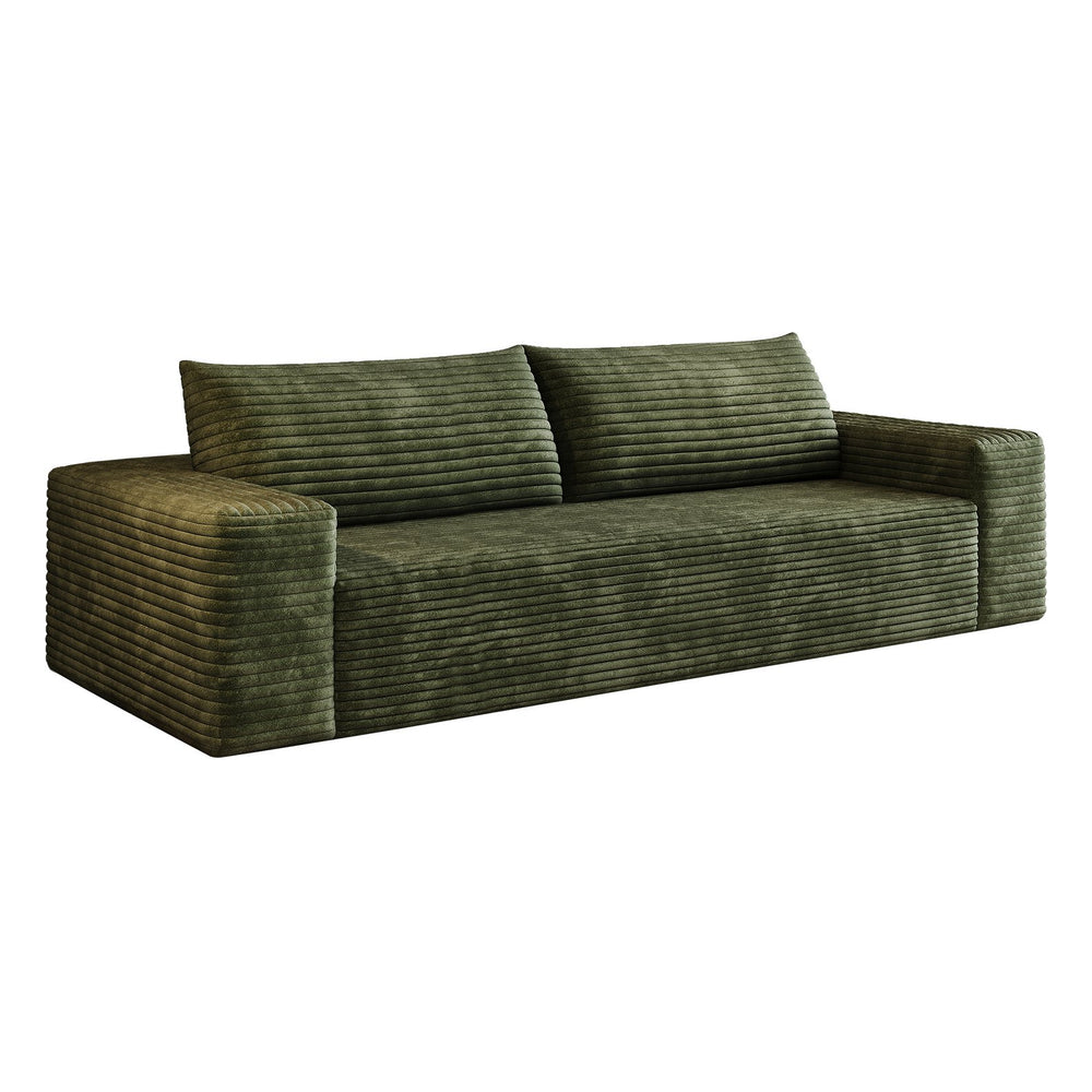 English Elm 71" Corduroy Deep Seat Loveseat Sofa Green — Plush Ergonomic Cushion, 600lb Capacity, No Assembly, Compact Cozy Seating W2824P362312