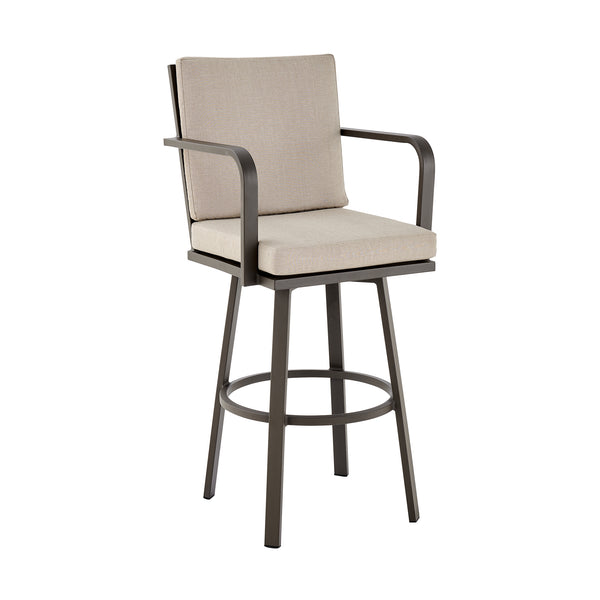 English Elm Ellan 26" Outdoor Swivel Counter Stool with Weather-Resistant Upholstery and Rust-Free Aluminum Frame Brown B2736P354285