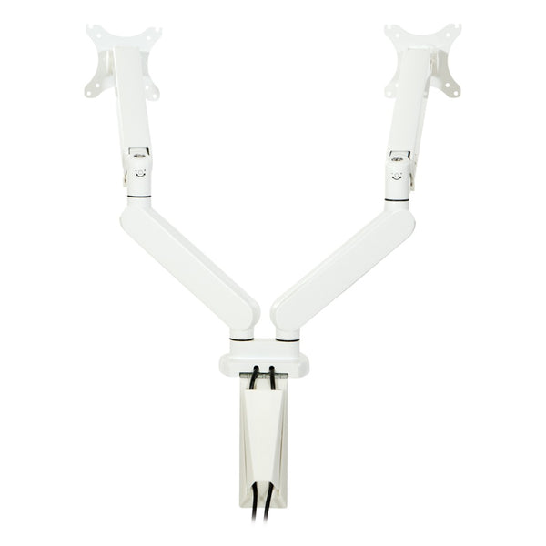 OSP Home Furnishings Double Monitor Arm Dual Setup with Gas Spring Articulation and Integrated Cable Management White A2MAD1730-WH