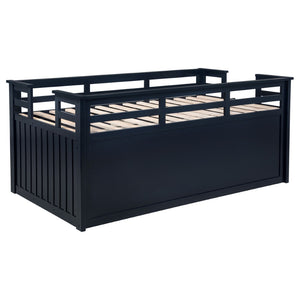 English Elm Starboard Twin Captain Bed with Trundle Storage Drawers and Guardrails for Kids B062S01453