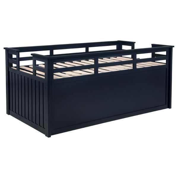 English Elm Starboard Twin Captain Bed with Trundle Storage Drawers and Guardrails for Kids B062S01453