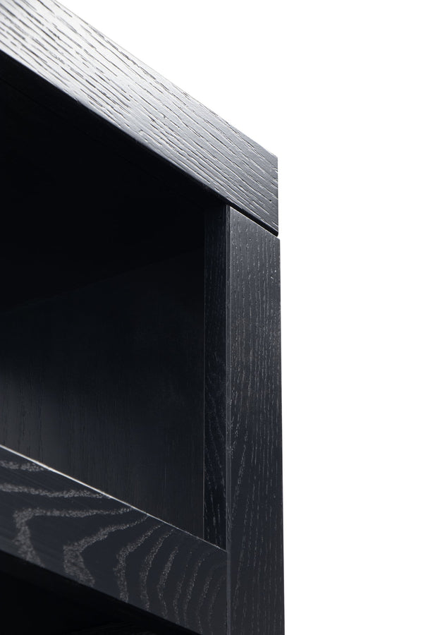English Elm Laurel Canyon 80" Bookcase — Oak solids & veneers, six alternating shelves, rustic-modern display piece ready Black B108P292284