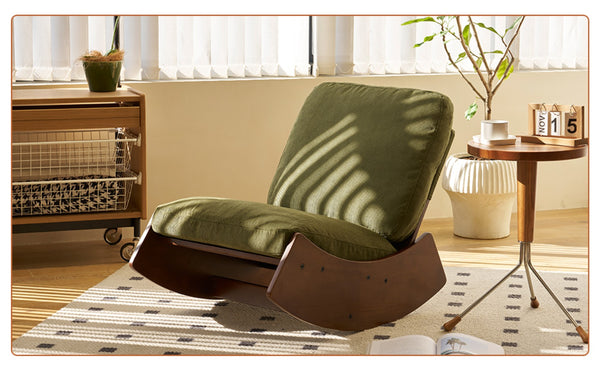 English Elm Comfortable Corduroy Glider Rocker with Solid Wood Frame for Nursery or Living Room W2105P145993
