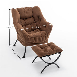 English Elm Accent Recliner Chair With Ottoman – Stylish Velvet Lounge Seat For Living Room, Bedroom & Office T3903P372940