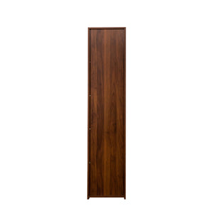 English Elm Display Cabinet Glass Doors Curio with 5 Shelves and LED Lighting, Dustproof Bookcase for Dolls Decor W331P281123