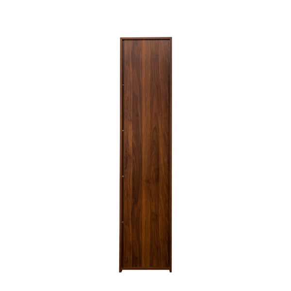 English Elm Display Cabinet Glass Doors Curio with 5 Shelves and LED Lighting, Dustproof Bookcase for Dolls Decor W331P281123