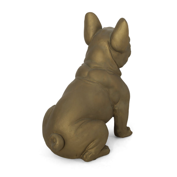 English Elm Christopher Knight Home® - DOG French Bulldog Garden Sculpture Cast Stone Outdoor Accent with Antique Wash, Durable Charm Gold 70293.00RUSGLD