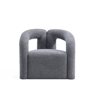 English Elm Darian Boucle Lounge Chair with Pine Frame, Plush High-Density Foam, Modern Open T-Back Design Grey B365P398013